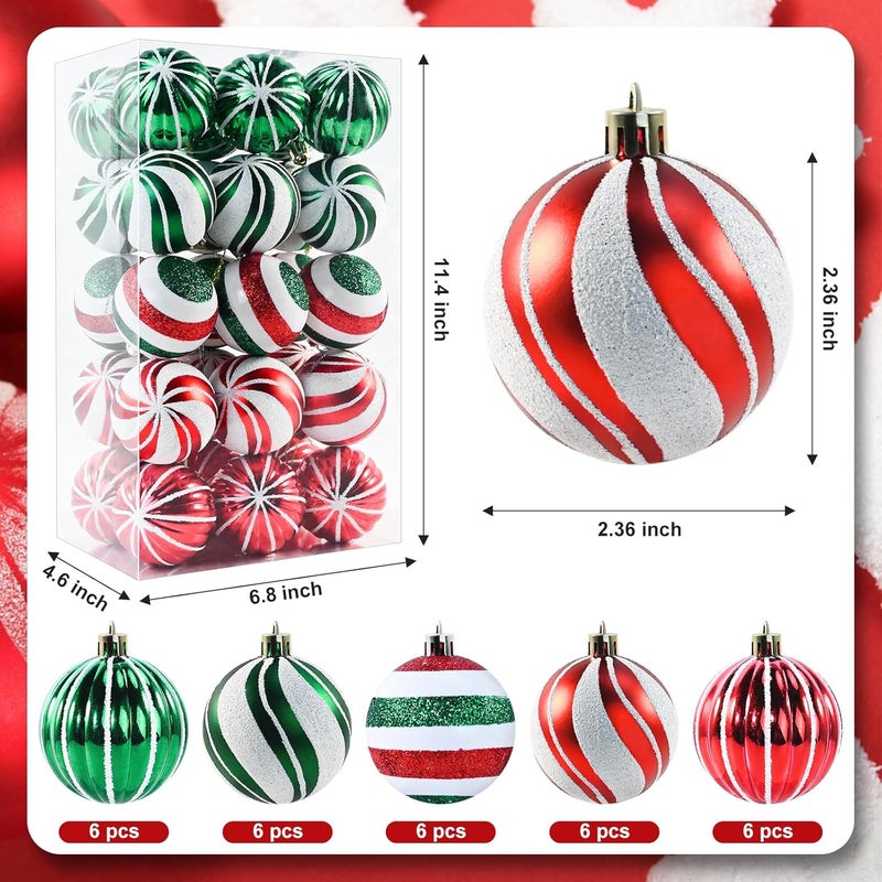 pyntop Christmas Balls Ornaments, 30Pcs Shatterproof Xmas Tree Decorations, Tree Hanging Ball Muti-Color Christmas Ball Ornament Set for Party Decoration Perfect Super Bulbs - Image 2